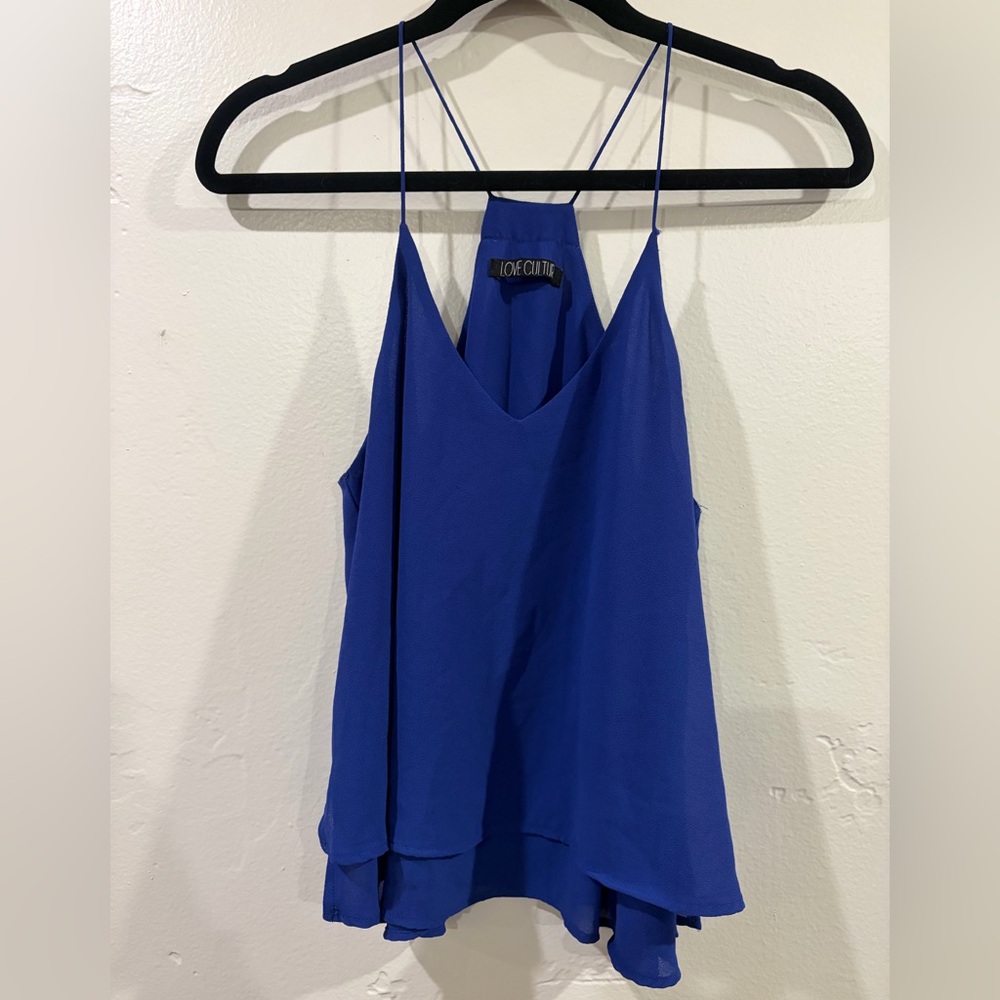Love Culture Royal Blue Flowy Tank Top